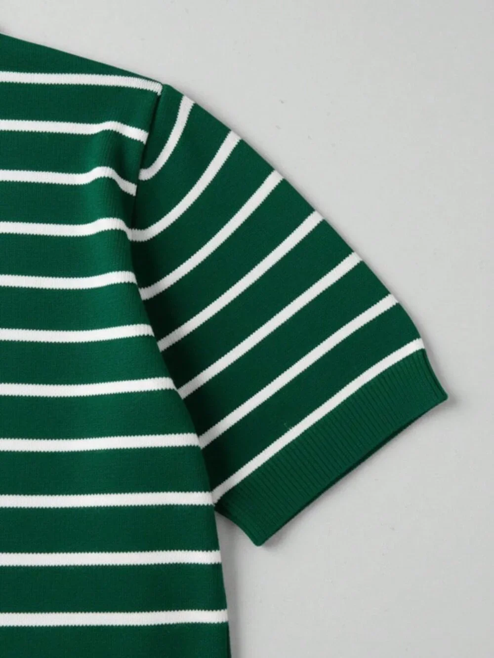 Green Men's Regular Fit Striped Crew Neck Knit Sweater